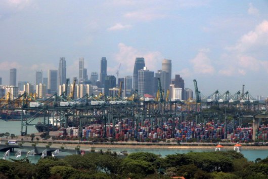Port of Singapore with the Central Business District (CBD) behind.