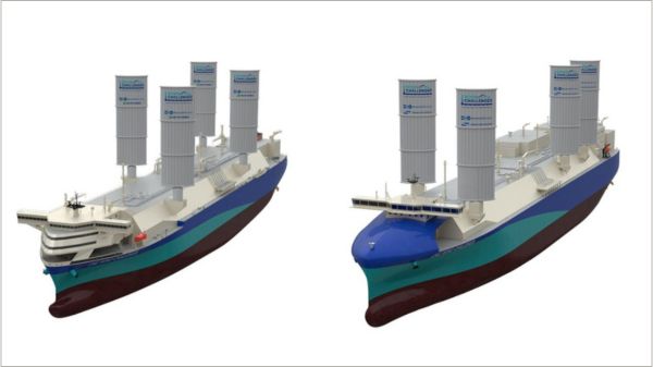 MOL LNG carriers equipped with four Wind Challenger hard sail systems.